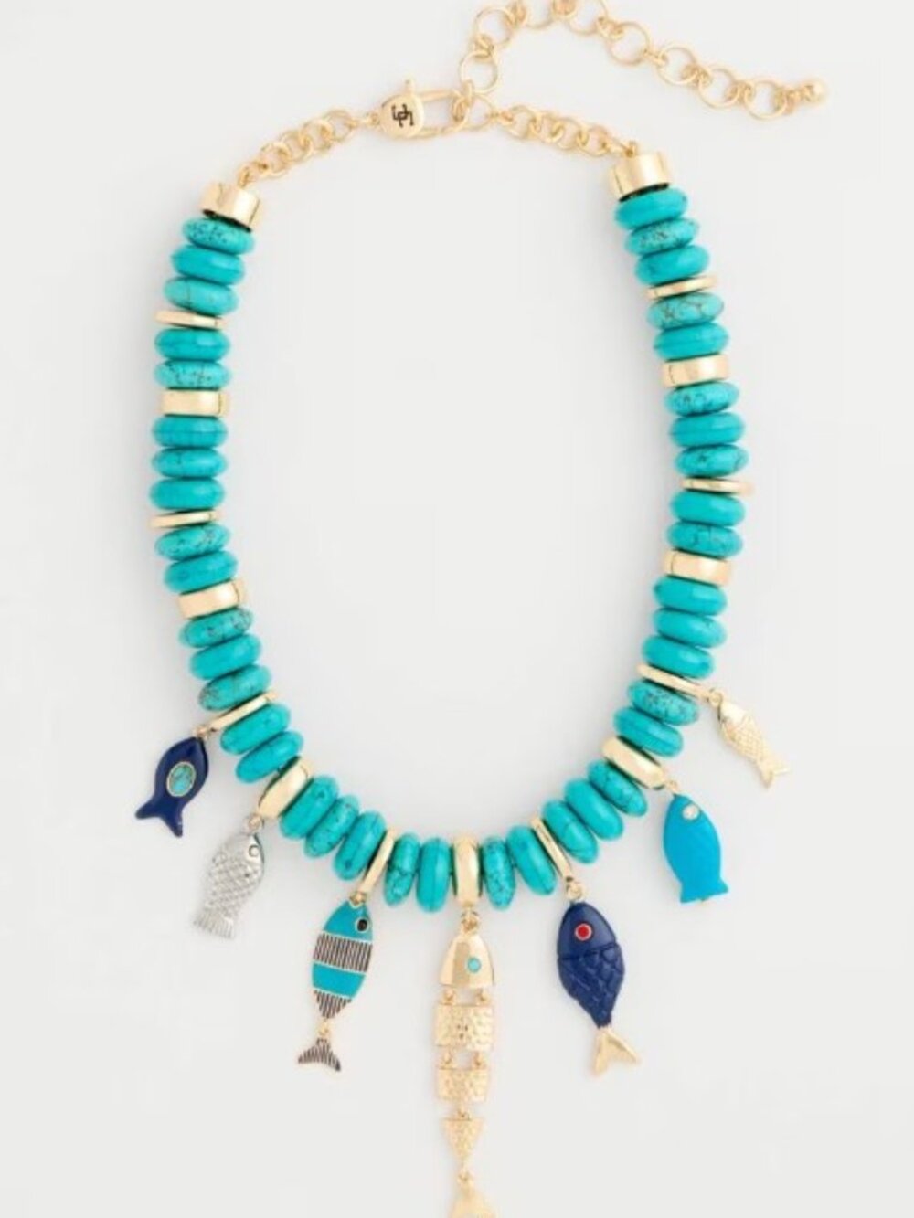 NWT CHICO'S Turquoise Fish Charm Statement Necklace.